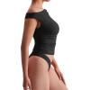 imageMOOSLOVER Women Off The Shoulder Tops Double Lined Fitted T Shirts Y2K Going Out Crop TopsBlack