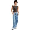 imageMOOSLOVER Women Off The Shoulder Tops Double Lined Fitted T Shirts Y2K Going Out Crop TopsCoffe