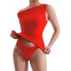 imageMOOSLOVER Women Off The Shoulder Tops Double Lined Fitted T Shirts Y2K Going Out Crop TopsRed