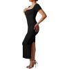 imageMOOSLOVER Women Square Neck Short Sleeve Maxi Dress Ribbed Seamless Bodycon Dresses Soft Lounge Dress