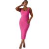 imageMOOSLOVER Women Shapewear Dress Builtin Bra Slip Dress Bodycon Dresses Sleeveless Maxi Club Party DressRose Red