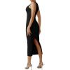 imageMOOSLOVER Women Square Neck Sleeveless Maxi Dress Ribbed Seamless Bodycon Dresses Soft Lounge Dress
