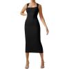 imageMOOSLOVER Women Square Neck Sleeveless Maxi Dress Ribbed Seamless Bodycon Dresses Soft Lounge Dress