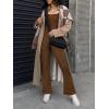 imageMOOSLOVER Women Ribbed One Piece Flare Jumpsuits Sleeveless Square Neck Tank Tops RompersBrown