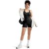 imageMOOSLOVER Women Strappy Backless Jumpsuits Tummy Control Bodycon Yoga Romper One Piece Workout Jumpsuit Shorts1 Black