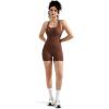 imageMOOSLOVER Women Strappy Backless Jumpsuits Tummy Control Bodycon Yoga Romper One Piece Workout Jumpsuit Shorts1 Brown