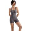imageMOOSLOVER Women Strappy Backless Jumpsuits Tummy Control Bodycon Yoga Romper One Piece Workout Jumpsuit Shorts1 Dark Grey