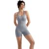 imageMOOSLOVER Women Strappy Backless Jumpsuits Tummy Control Bodycon Yoga Romper One Piece Workout Jumpsuit Shorts1 Grey