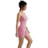 imageMOOSLOVER Women Strappy Backless Jumpsuits Tummy Control Bodycon Yoga Romper One Piece Workout Jumpsuit Shorts1 Light Pink