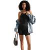 imageMOOSLOVER Women Strappy Backless Jumpsuits Tummy Control Bodycon Yoga Romper One Piece Workout Jumpsuit Shorts2 Black