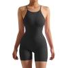 imageMOOSLOVER Women Strappy Backless Jumpsuits Tummy Control Bodycon Yoga Romper One Piece Workout Jumpsuit Shorts2 Black