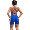 imageMOOSLOVER Women Strappy Backless Jumpsuits Tummy Control Bodycon Yoga Romper One Piece Workout Jumpsuit Shorts3 Blue