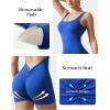 imageMOOSLOVER Women Strappy Backless Jumpsuits Tummy Control Bodycon Yoga Romper One Piece Workout Jumpsuit Shorts4 Blue