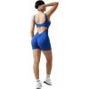 imageMOOSLOVER Women Strappy Backless Jumpsuits Tummy Control Bodycon Yoga Romper One Piece Workout Jumpsuit Shorts4 Blue