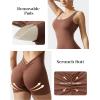 imageMOOSLOVER Women Strappy Backless Jumpsuits Tummy Control Bodycon Yoga Romper One Piece Workout Jumpsuit Shorts4 Brown