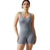 imageMOOSLOVER Women Strappy Backless Jumpsuits Tummy Control Bodycon Yoga Romper One Piece Workout Jumpsuit Shorts4 Grey