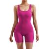 imageMOOSLOVER Women Strappy Backless Jumpsuits Tummy Control Bodycon Yoga Romper One Piece Workout Jumpsuit Shorts4 Rosepink