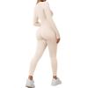 imageMOOSLOVER Women Ribbed One Piece Jumpsuits Square Neck Long Sleeve Workout Yoga Jumpsuits1 Apricotlong Sleeve