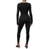 imageMOOSLOVER Women Ribbed One Piece Jumpsuits Square Neck Long Sleeve Workout Yoga Jumpsuits1 Blacklong Sleeve