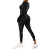 imageMOOSLOVER Women Ribbed One Piece Jumpsuits Square Neck Long Sleeve Workout Yoga Jumpsuits1 Blacklong Sleeve