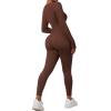 imageMOOSLOVER Women Ribbed One Piece Jumpsuits Square Neck Long Sleeve Workout Yoga Jumpsuits1 Brownlong Sleeve