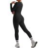 imageMOOSLOVER Women Ribbed One Piece Jumpsuits Square Neck Long Sleeve Workout Yoga Jumpsuits3 Blacksweetheart Neck