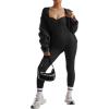 imageMOOSLOVER Women Ribbed One Piece Jumpsuits Square Neck Long Sleeve Workout Yoga Jumpsuits3 Blacksweetheart Neck