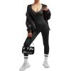 imageMOOSLOVER Women Ribbed One Piece Jumpsuits Square Neck Long Sleeve Workout Yoga Jumpsuits3 Blackv Neck