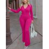 imageMOOSLOVER Women Ribbed One Piece Jumpsuits Square Neck Long Sleeve Workout Yoga Jumpsuits3 Rose Pinkcollared Neck