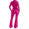 imageMOOSLOVER Women Ribbed One Piece Jumpsuits Square Neck Long Sleeve Workout Yoga Jumpsuits3 Rose Pinkcollared Neck