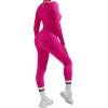 imageMOOSLOVER Women Ribbed One Piece Jumpsuits Square Neck Long Sleeve Workout Yoga Jumpsuits3 Rose Pinkv Neck