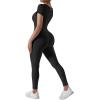 imageMOOSLOVER Women Short Sleeve Square Neck Jumpsuits Ribbed Seamless One Piece Workout Bodycon Romper