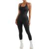 imageMOOSLOVER Women Strappy Backless One Piece Jumpsuits Tummy Control Padded Workout Rompers1 Black