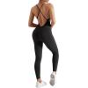 imageMOOSLOVER Women Strappy Backless One Piece Jumpsuits Tummy Control Padded Workout Rompers1 Black