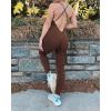 imageMOOSLOVER Women Strappy Backless One Piece Jumpsuits Tummy Control Padded Workout Rompers1 Brown