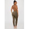 imageMOOSLOVER Women Strappy Backless One Piece Jumpsuits Tummy Control Padded Workout Rompers1 Dark Coffee