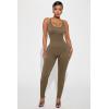 imageMOOSLOVER Women Strappy Backless One Piece Jumpsuits Tummy Control Padded Workout Rompers1 Dark Coffee