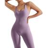 imageMOOSLOVER Women Strappy Backless One Piece Jumpsuits Tummy Control Padded Workout Rompers1 Deep Purple