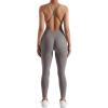 imageMOOSLOVER Women Strappy Backless One Piece Jumpsuits Tummy Control Padded Workout Rompers1 Graphite Grey
