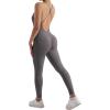 imageMOOSLOVER Women Strappy Backless One Piece Jumpsuits Tummy Control Padded Workout Rompers1 Graphite Grey