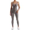 imageMOOSLOVER Women Strappy Backless One Piece Jumpsuits Tummy Control Padded Workout Rompers1 Graphite Grey