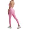 imageMOOSLOVER Women Strappy Backless One Piece Jumpsuits Tummy Control Padded Workout Rompers1 Light Pink