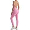 imageMOOSLOVER Women Strappy Backless One Piece Jumpsuits Tummy Control Padded Workout Rompers1 Light Pink
