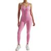 imageMOOSLOVER Women Strappy Backless One Piece Jumpsuits Tummy Control Padded Workout Rompers1 Light Pink