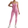 imageMOOSLOVER Women Strappy Backless One Piece Jumpsuits Tummy Control Padded Workout Rompers1 Light Pink