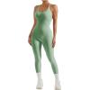 imageMOOSLOVER Women Strappy Backless One Piece Jumpsuits Tummy Control Padded Workout Rompers1 Mint Green