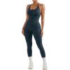 imageMOOSLOVER Women Strappy Backless One Piece Jumpsuits Tummy Control Padded Workout Rompers1 Navy Blue