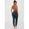 imageMOOSLOVER Women Strappy Backless One Piece Jumpsuits Tummy Control Padded Workout Rompers1 Navy Blue