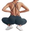 imageMOOSLOVER Women Strappy Backless One Piece Jumpsuits Tummy Control Padded Workout Rompers1 Navy Blue