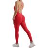 imageMOOSLOVER Women Strappy Backless One Piece Jumpsuits Tummy Control Padded Workout Rompers1 Red